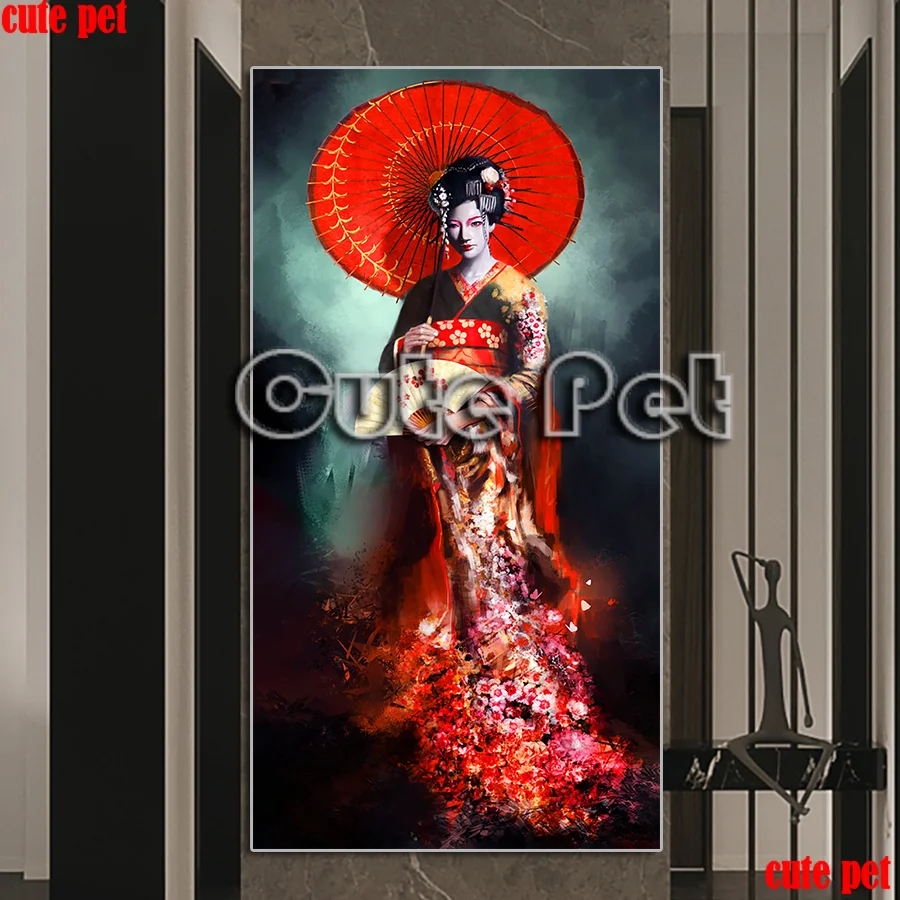 

5D cross stitches Japanese kimono woman full drill diamond painting Character Embroidery Geisha Home Decor Diamond Mosaic large