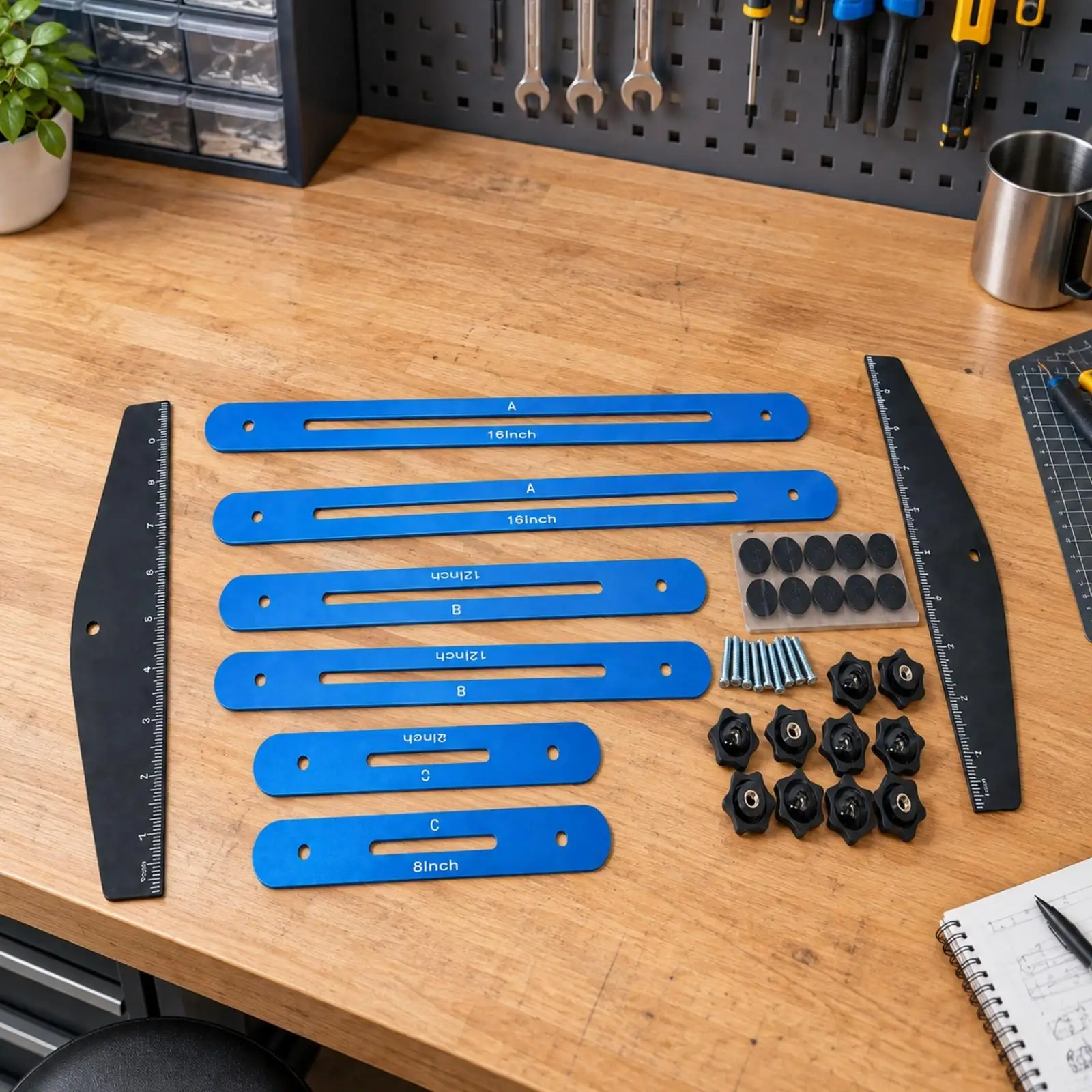 Folding Stair-Measuring Ruler Anodized Finish Multifunctional Folding Stair Ruler Precision for Carpenters, Carpentry,