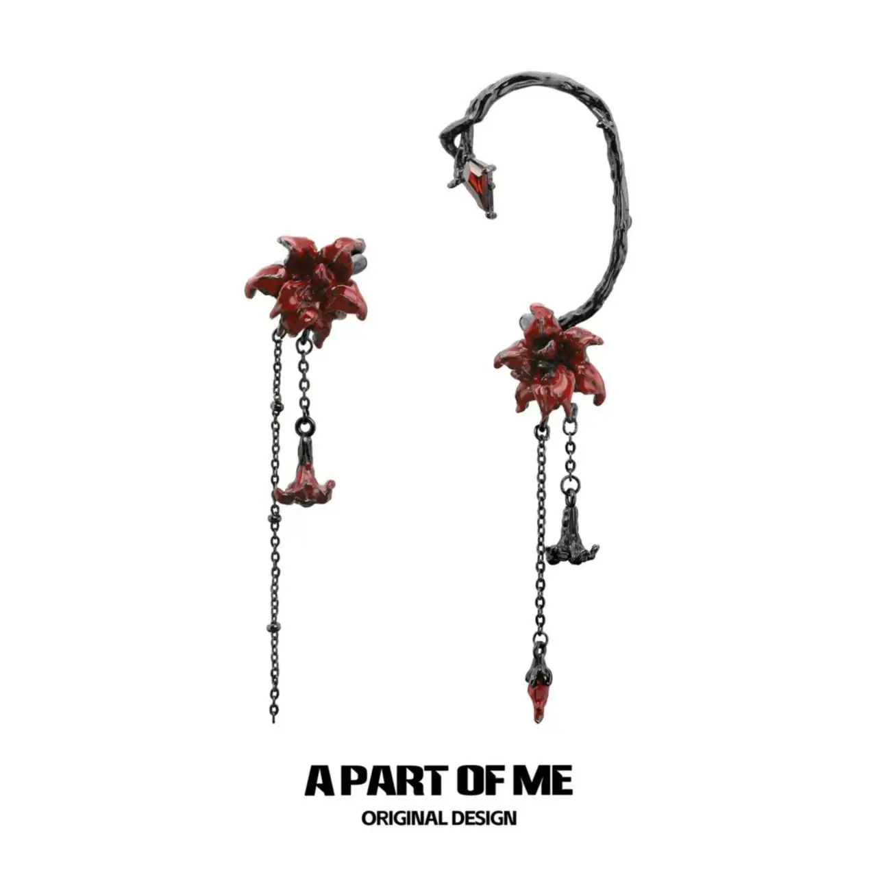 

Anime Love and Deepspace Sylus Cosplay Flos Daturae Ear Cuff Cartoon Asymmetrical Ears Hanging Earring Earrings Accessories