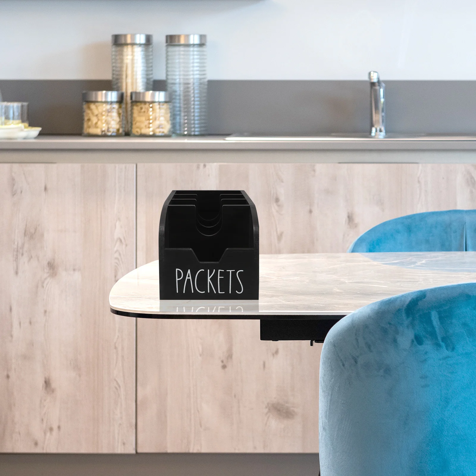 

Wooden Seasoning Packet Organizer Tea Bags Snack Storage Kitchen Pantry Cabinet Easy Access Compact Design Natural Wood Finish