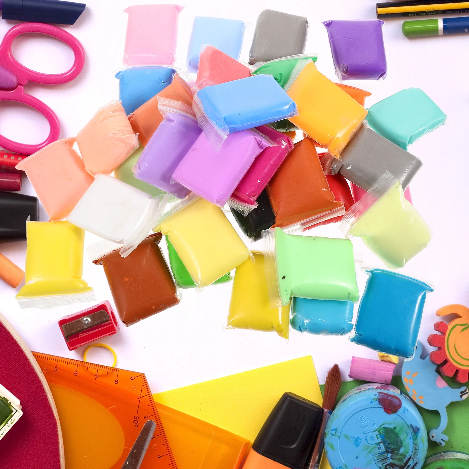 1 conjunto 1 conjunto adolescente diy artesanato kit colorido polímero ar seco modelagem argila para adultos crianças artesanato escultura ferramentas argila leve