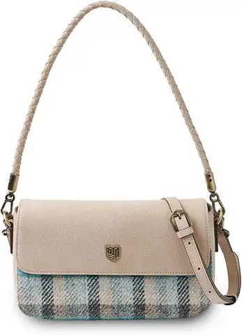 Harris Tweed & Leather Clutch Bag with Detachable Strap