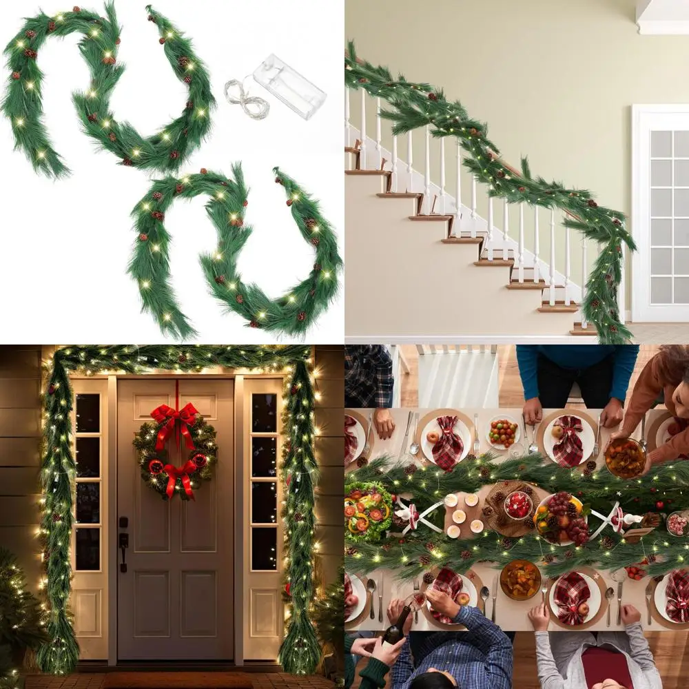 

Artificial 13.2ft Long Needle Pine Garlands with Realistic Pine Cones for Christmas and Holiday Decor