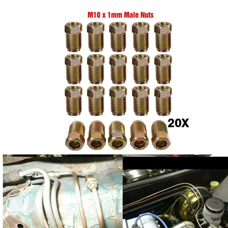 

20 комплектов фитингов тормозной магистрали для трубок 3/16 дюйма, перевернутые расширители, метрические концевые соединительные гайки