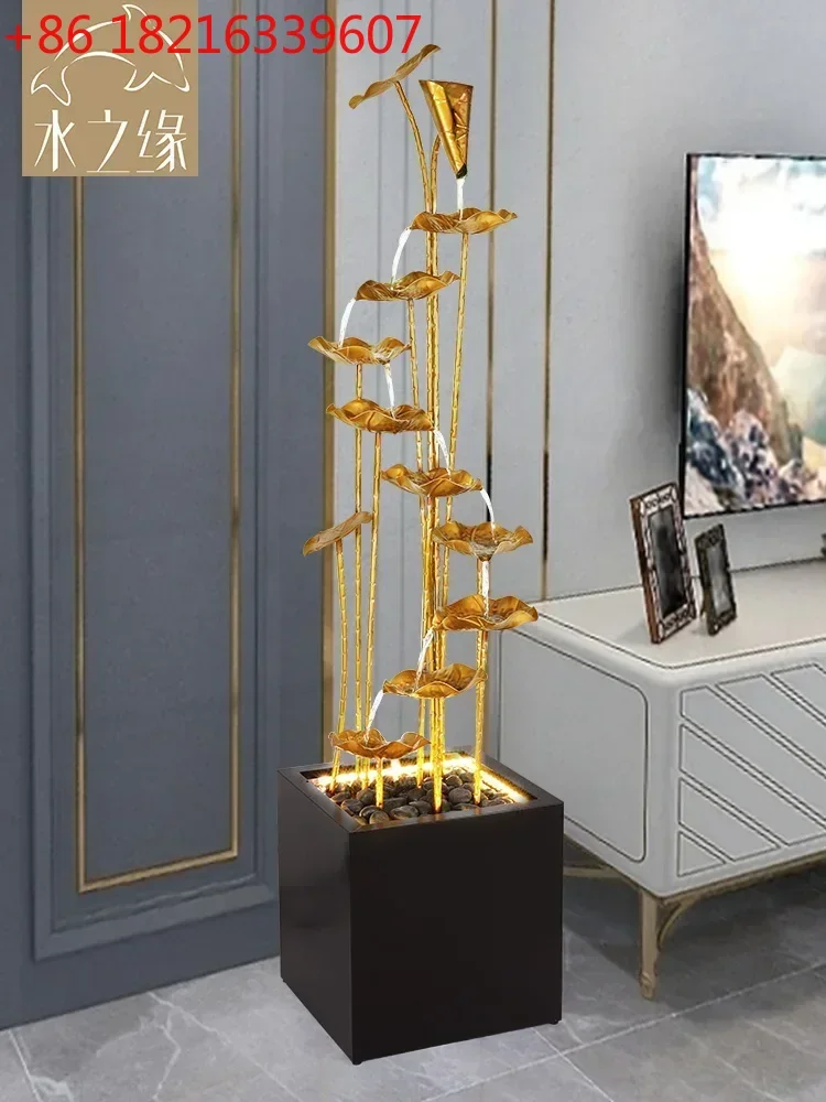 TAO Living Room Running Water Floor Ornaments Simulation Landscape TV Stand next to High-End Decoration