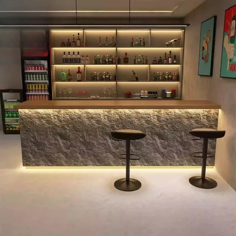 

Специально разработанная светлая барная стойка для ночного клуба, из дерева и других материалов, бестселлеры для ночных клубов