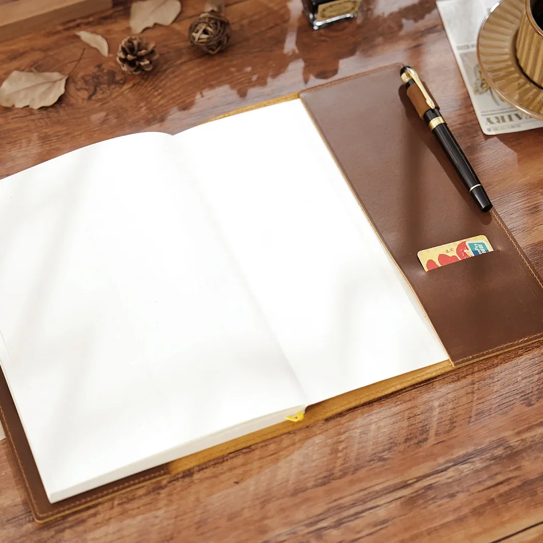 Fromthenon Top-grain Cowhide Business Fixed-page Notebook Genuine Book Leather Cover B5 Large Protective Cover Notebook
