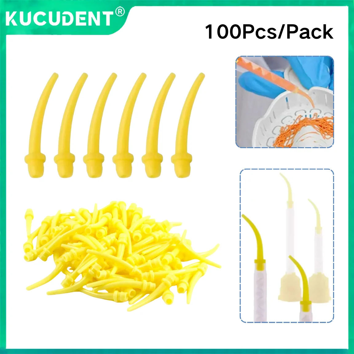 

100 шт. одноразовые стоматологические насадки для смешивания, силиконовая резиновая смесительная головка для слепочных насадок, желтые интра-ральные миксеры, стоматологический инструмент