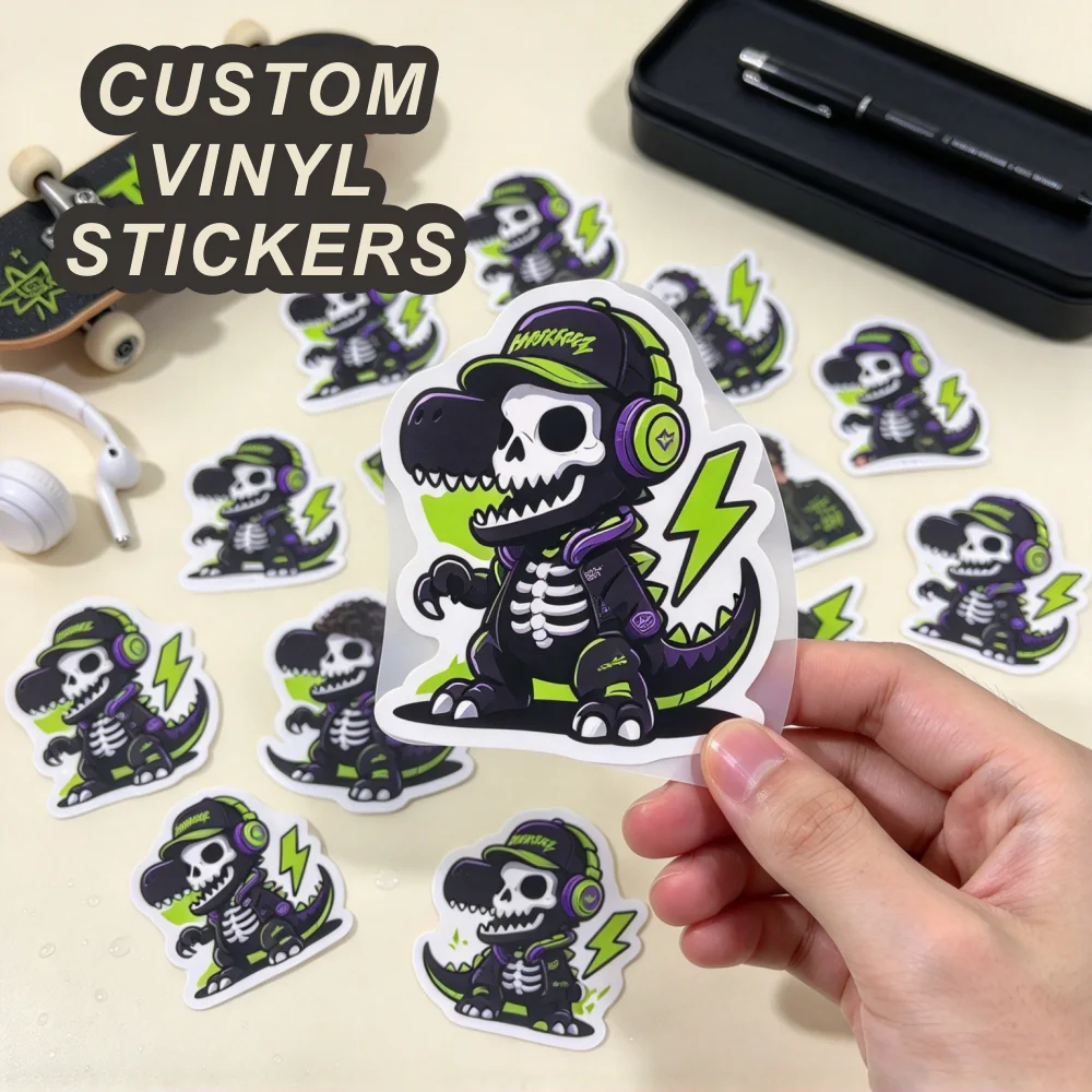 Custom Vinyl Stickers 100PCS, Waterproof PersonalizedCustom Logo Self-Adhesive , Die Cut Decals