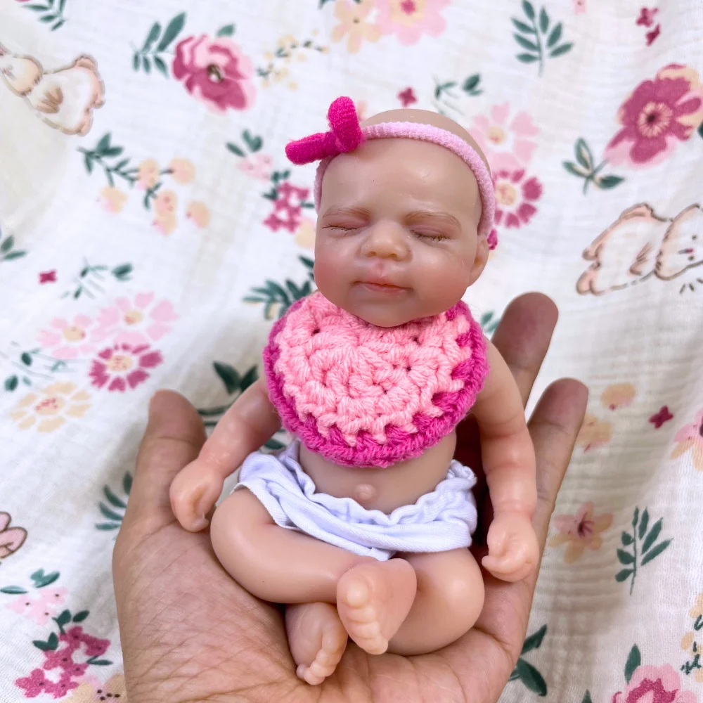 Mini 15 سنتيمتر 6 بوصة كامل الجسم سيليكون تولد من جديد دمية طفل Pascale فتاة نابض بالحياة كامل الصلبة سيليكون قابل للغسل دمية لعبة هدية عيد ميلاد