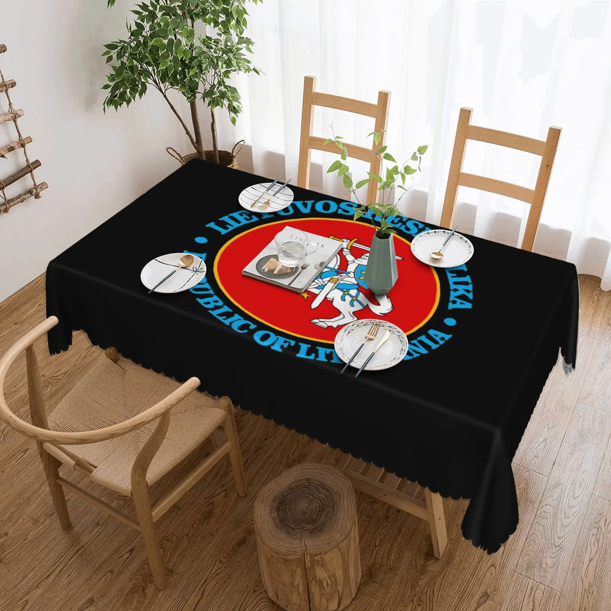 

Custom Lietuva Lithuania Coat Of Arms Rectangular Tablecloth Waterproof Table Cover for Dining Events Table Cloth