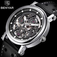 BENYAR 2025 New Men's Watch Top Brand Luxury Mechanical Men's Watch Automatic Watch Frame Stainless Steel Waterproof Clock