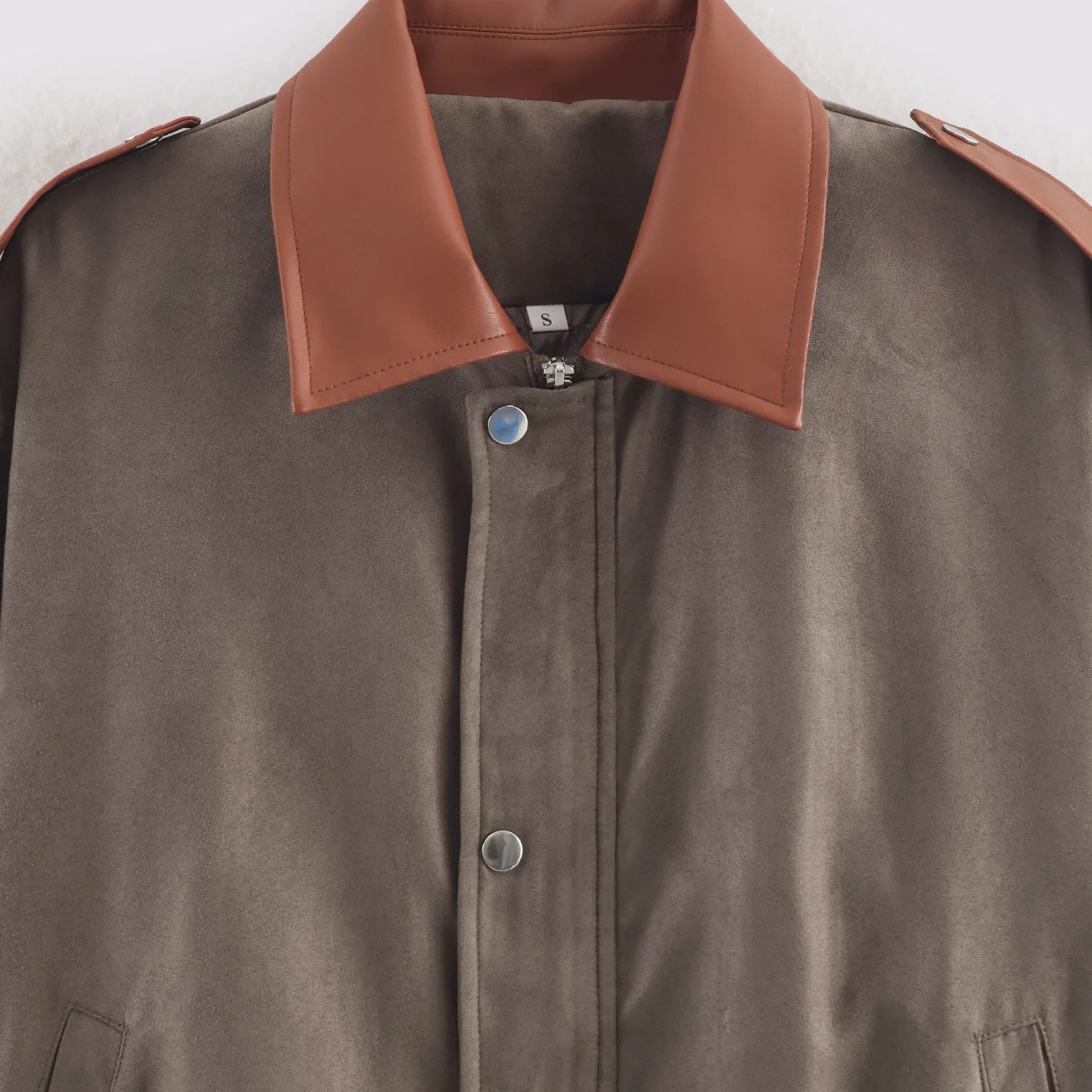 ملابس عمل نسائية من جلد الغزال من Nine Zar Jaet فضفاضة بسحاب ملابس خارجية طويلة Sve معطف شتوي أوروبي Sle