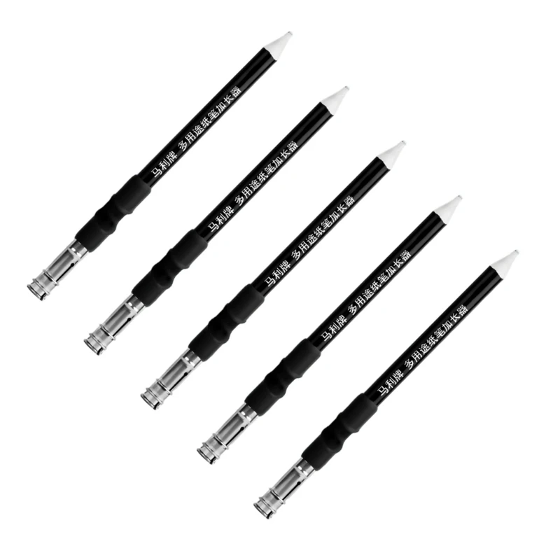 5 Pçs/set Esboço Lápis Extensor Crayon Extensão com Alça Metal Dupla Terminado