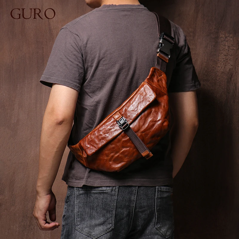 Guro, Bolso De Pecho Vintage De Cuero Genuino Para Hombre, Bolso Bandolera De Lujo De Alta Calidad, Bolso Cruzado De Moda, Bolso Multifuncional, Bolsos De Cintura — -50%, 50.99€ Coupon, from 50.99€ – 50% descuento – €50.99