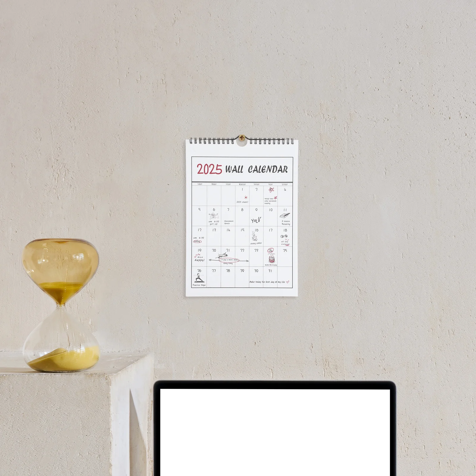 

Monthly Wall Calendar 2024.9-2025.12 Office Supplies for Women Stylish Paper Calendar with Artistic Design for Room Daily Use