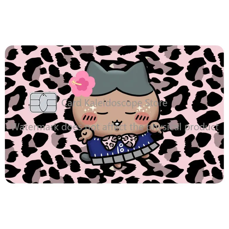 Kawaii Chiikawas Y2K Style Redit Card Skin Stickers Leopard Print Series Sticker for VISA JCB Mastercard and Other IC Card view 6