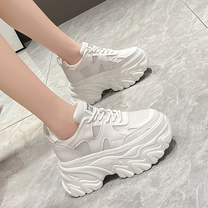 Fashion Women's Chunky Sneakers Heigeht increasing 9CM Platform Tennis Shoes for Women Thick Bottom Breathable Sports Dad Shoes