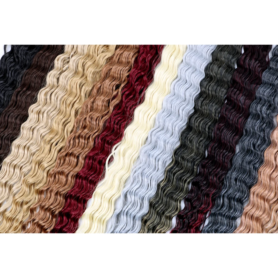 Cabello sintético para crochet pre-estirado de 32 pulgadas, onda profunda, yaki ombre, fibra de alta temperatura para mujer 3