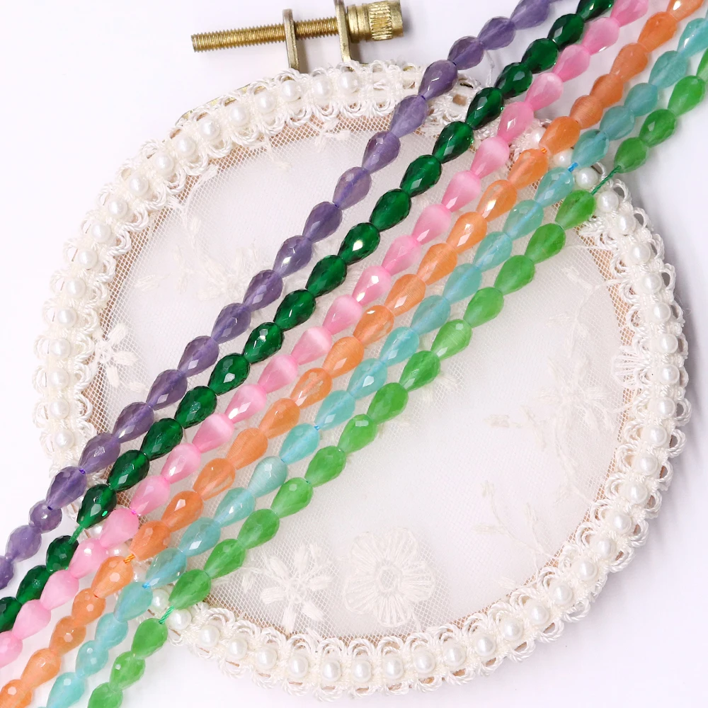 

Multi-color Faceted Natural Semi-precious Stone Teardrop-shaped Straight-hole Loose Bead DIY Fashion Necklace Bracelet Component