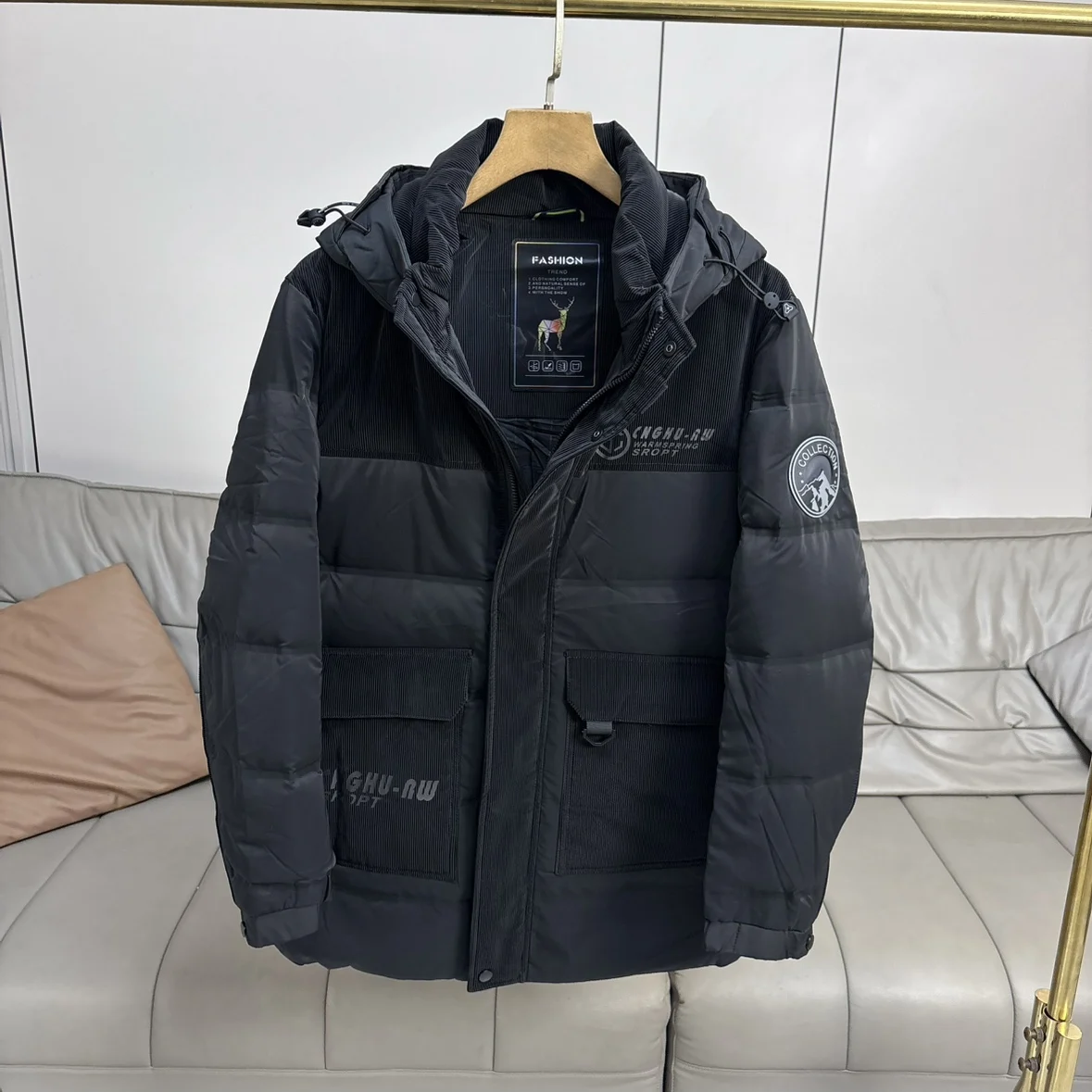 

Мужская зимняя куртка средней длины с капюшоном, наполнителем из 90% пуха, теплая, из полиэфирного волокна, повседневная, стильная, современная мода