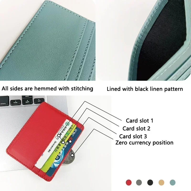 PU Leather ID Card Holder para Homens e Mulheres, Caixa de Cartão de Crédito Bancário, Multi Slot Slim Card Case, Tampa de Cartões de Visita, Candy Color, 1Pc