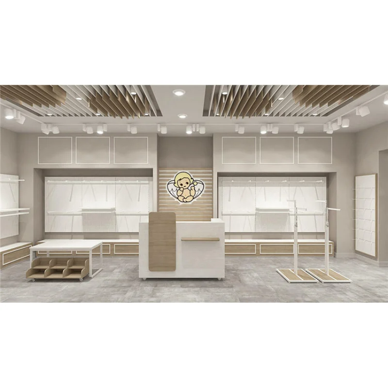 custom.Powder Coated MDF Quality Kids Clothing Shop Design Display Furniture Children Store Interior Design