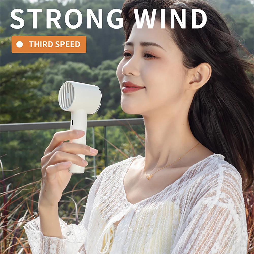 USB Chargeable Lightweight Handheld Turbo Electric Fan With 3 Gear Adjustable Portable Mini Air Cooling Fan 1200mAh Battery