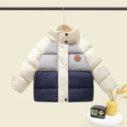 Winter Coat Boys Down Cotton Clothes Girls Thickened Jacket Children's Warm Anti-cold Outerwear New Standing Collar Tops 3-8Y