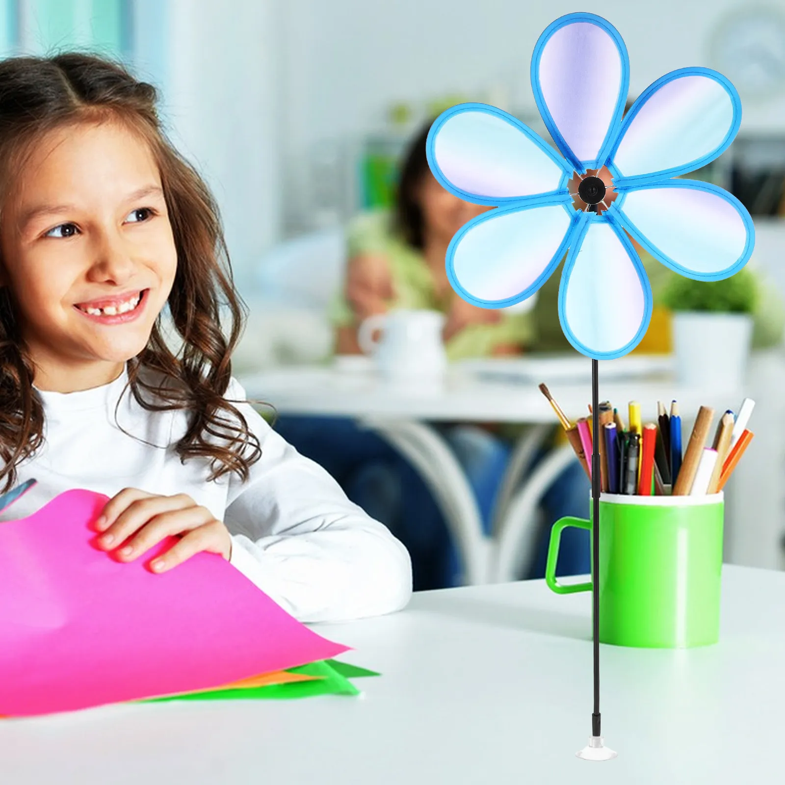 Colorful Handheld Single-Layer Fabric Pinwheel Children Decoration Kindergarten Room Outdoor Garden Yard Windmill Ornament