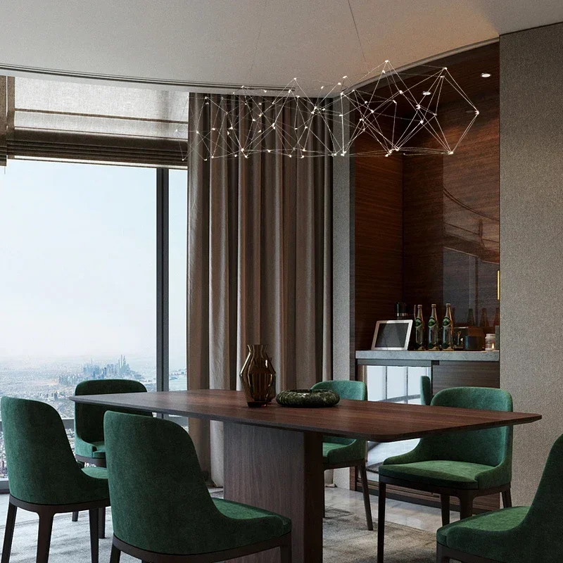 Starry Light Luxury Restaurant Chandelier Designer Post-Modern Cafe Bar Counter Front Clothing Store Light Cube Lamps