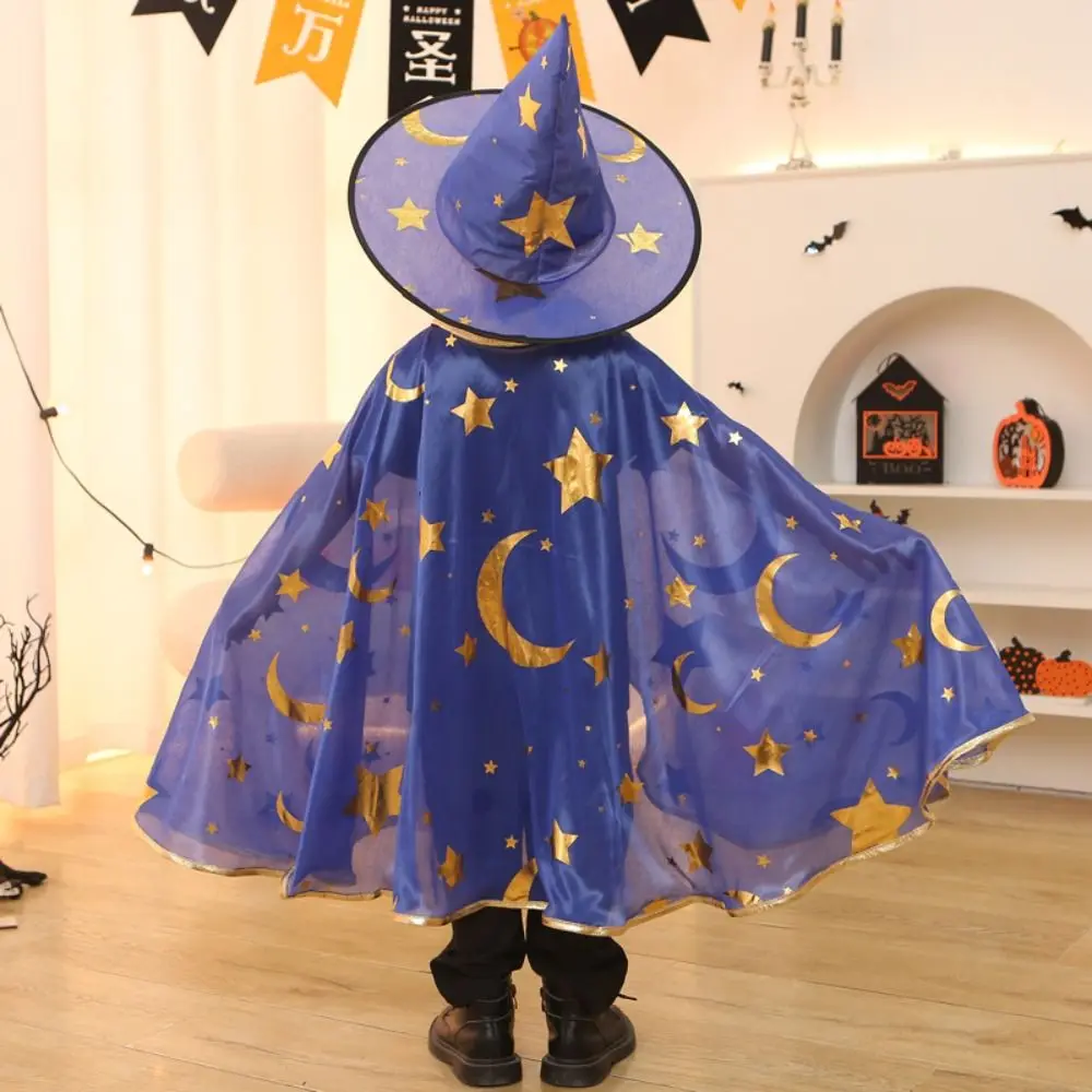 

Wizard Childern Halloween Costumes Bright Color Pointy Hat Kids Witches Robes Costume Cosplay Props Cloak Halloween Cosplay Cape