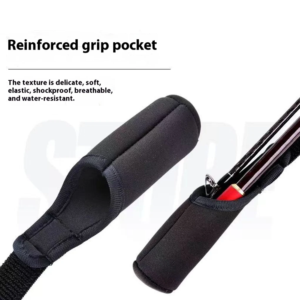 5 قطعة قصبة الصيد السوداء يغطي حزام مع حزام قابل للتعديل ل تطور الصيد الصيد رود الجوارب حمالة 58 سنتيمتر-123 سنتيمتر #5