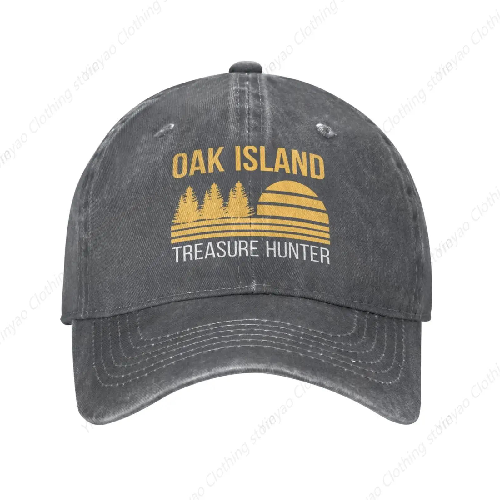 

Oak Island Treasure Hunter Printed Washed Baseball Hat Adjustable Size Truck Hat Retro Washed Cowboy Hat