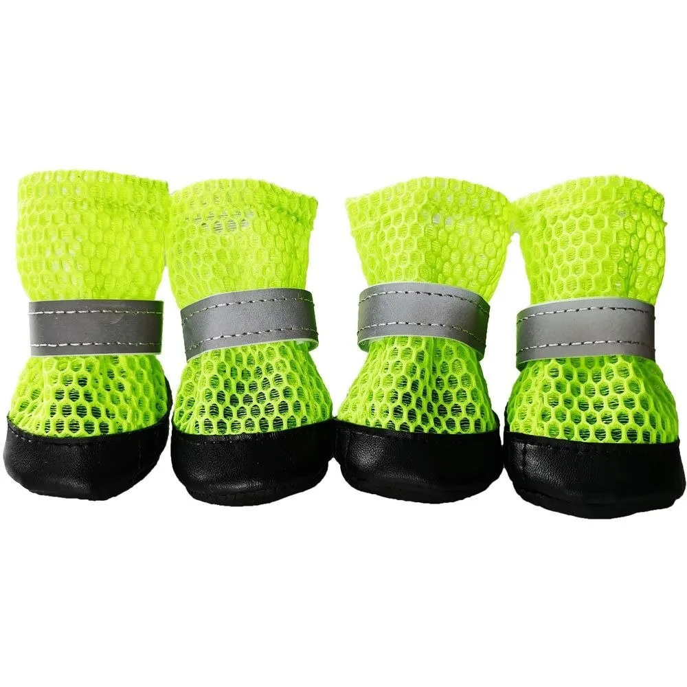 

4pcs/set Reflective Dog Shoes Wear-resistant Lightweight Pet Foot Covers Breathable Adjustable Pet Paw Protector All Seasons