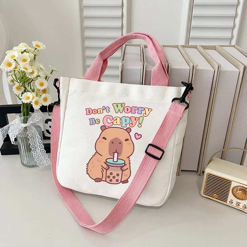 

Kawaii Capybara Shoulder Bags Cartoon Anime Figure Canvas Bag Fashion Large Capacity Crossbody Bags Storage Bag Holiday Gift Hot