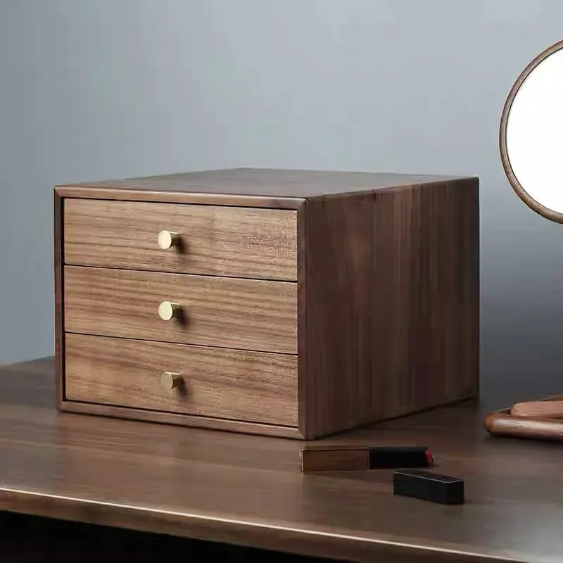 North American Black Walnut Tea Storage Box Dovetail Joint Wooden Container for Wenwan Buddha Beads Bracelet Pendant Jewelry