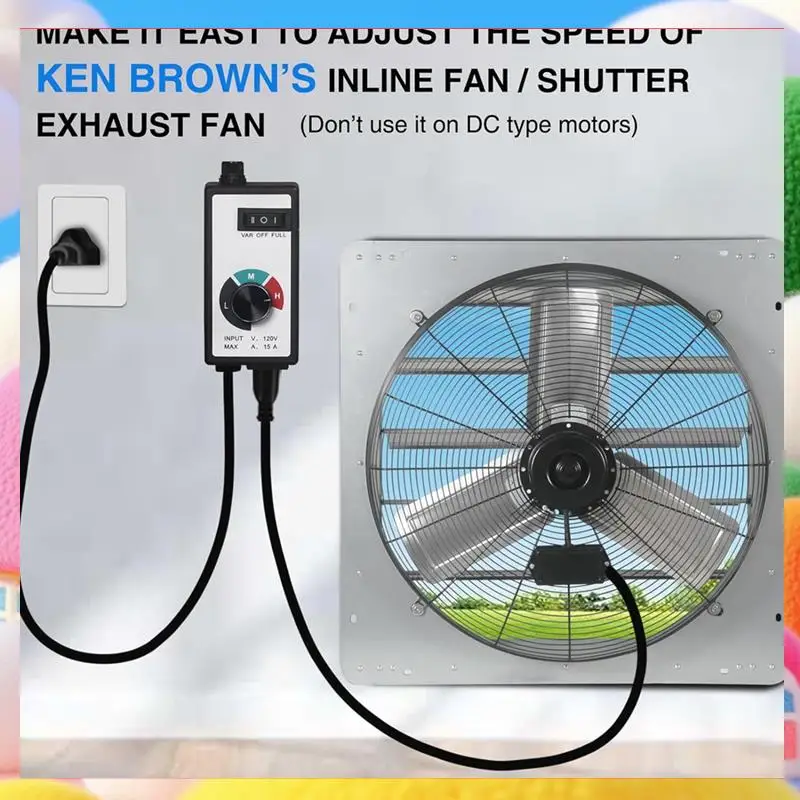 Fan Speed Controller Speed Controller ABS 120V 15Amp Speed Adjuster For Exhaust Fan And Inline Duct Fan US Plug