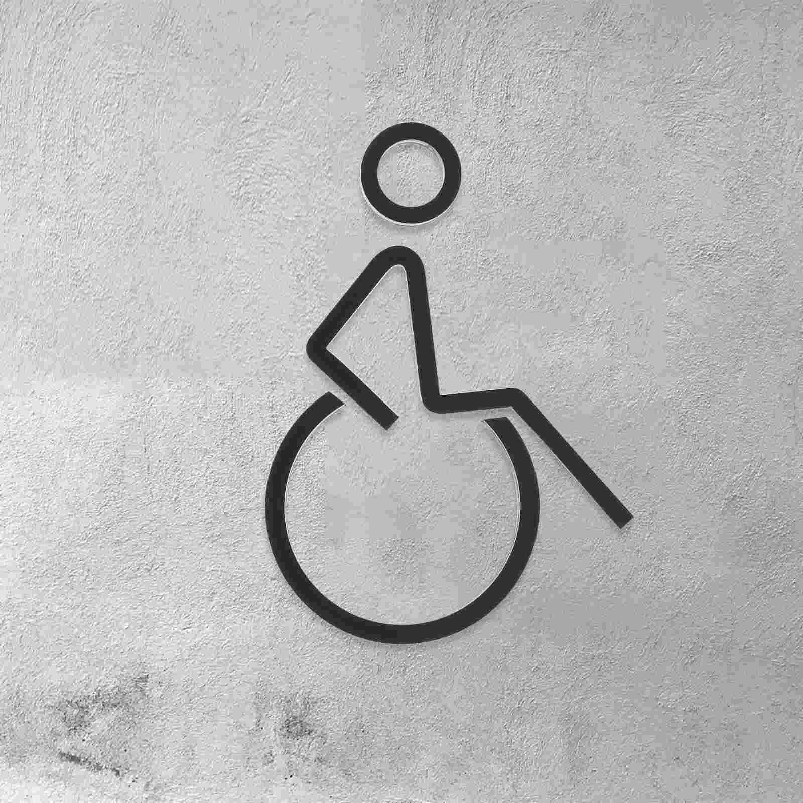 Acrylic Disabled Wheelchair Sign for Toilet Restroom Vintage Accessible Bathroom Signage Man Car Sticker Black