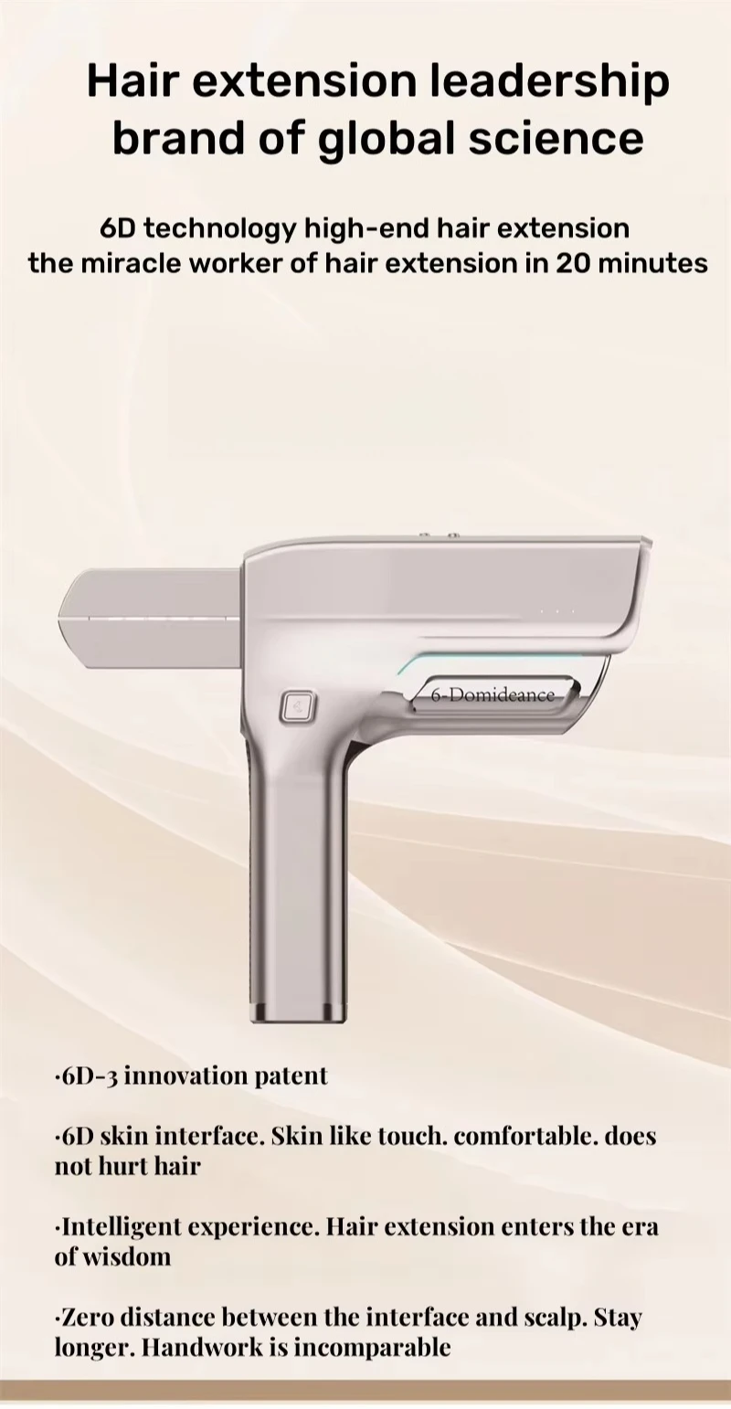 6D Hair Extension Machine, Type-C Connectors, Non-marking, Easy Operation, Home Use Kit