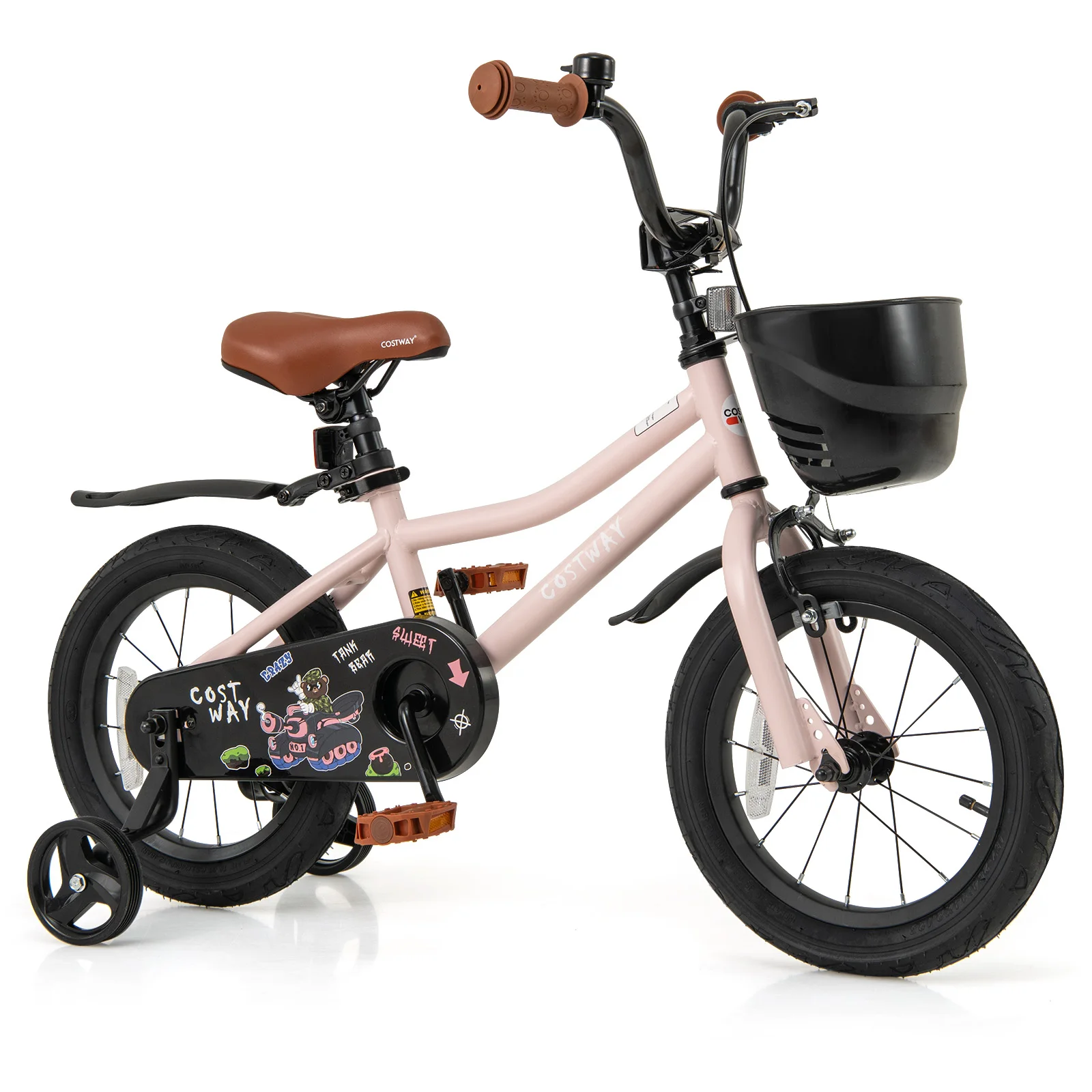

14" Kid’s Bike with Training Wheels Adjustable Handlebar & Seat Handbrake