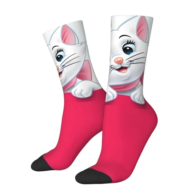 Cartoon Marie Cat Men's Crew Socks Unisex Kawaii The Aristocats Spring Summer Autumn Winter Dress Socks