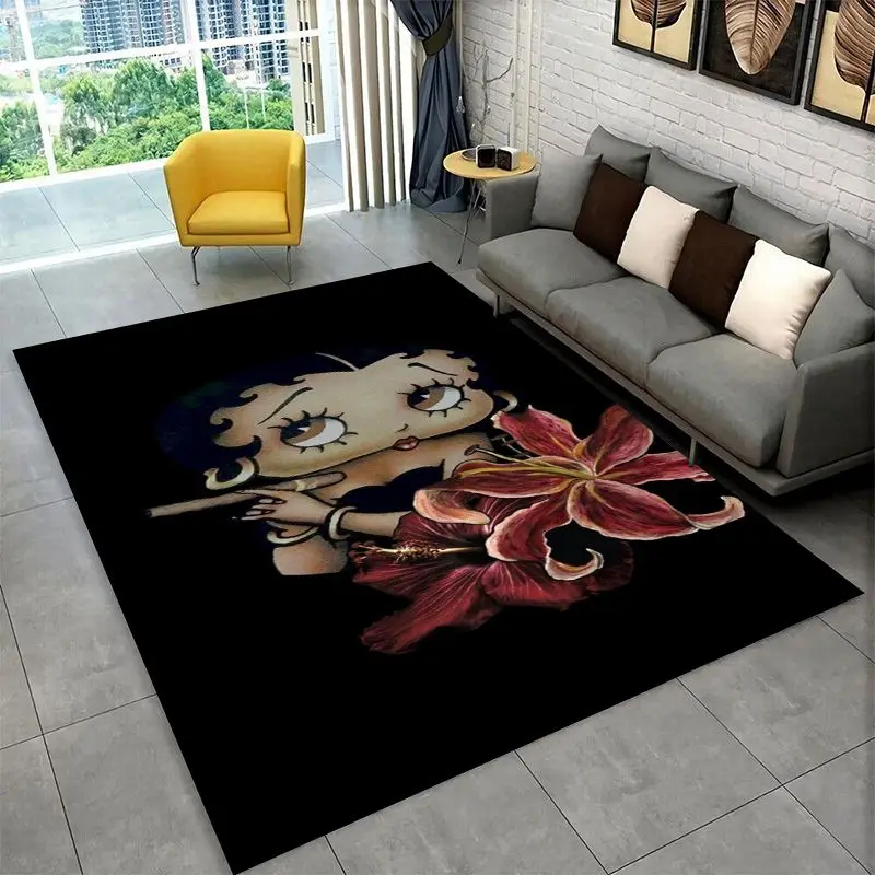 Retro Cartoon B-Betty B-Boop Cute Girl Carpet Rug for Bedroom Living Room Sofa Home Decor,Game Area Rug Non-slip Floor Mat Fest