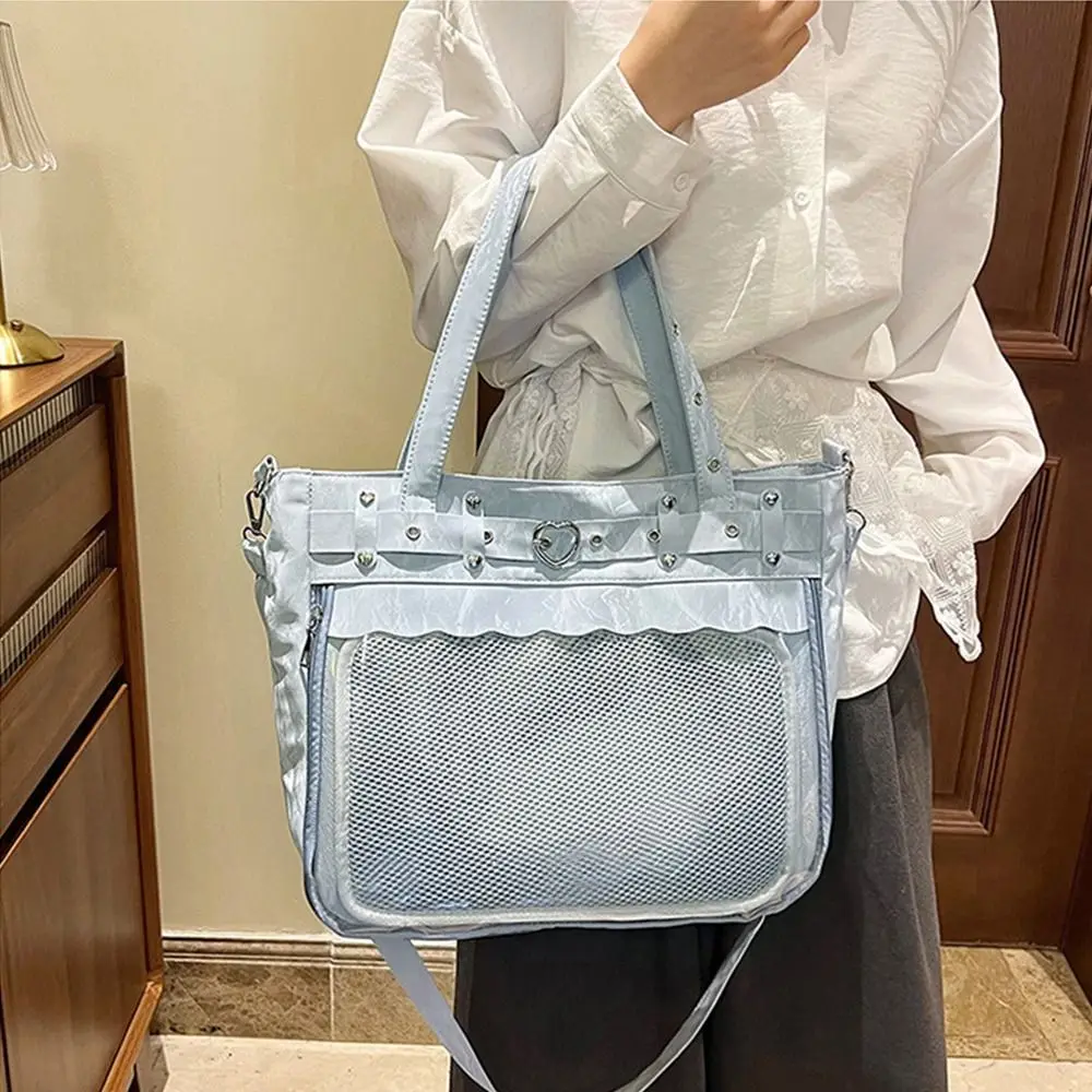 Transparente Ita-Tasche mit großem Fassungsvermögen, originelles Design, Y2K-Tragetasche, minimalistischer Stil, Innenfach, JK-Uniform-Umhängetasche – Detail 7