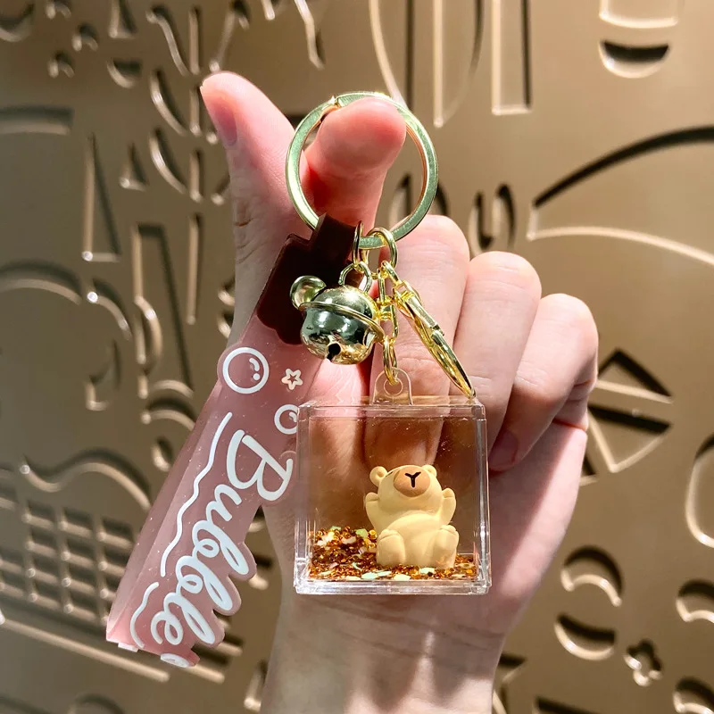 miniso Keychain, schoolbag pendant, cute capybara, key chain, small accessory, hanging decoration, small gift