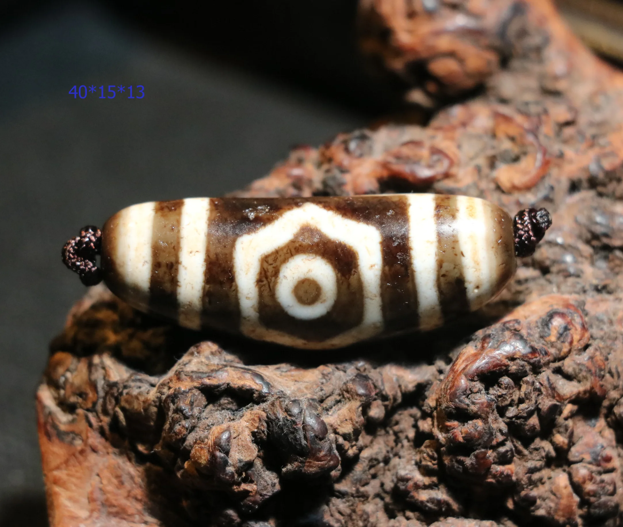 A Treasure Unique Magic Power Tibetan Old Agate 3 Eye Big Wisdom Horn Shape dZi Bead Pendant Amulet T Timestown UPD22