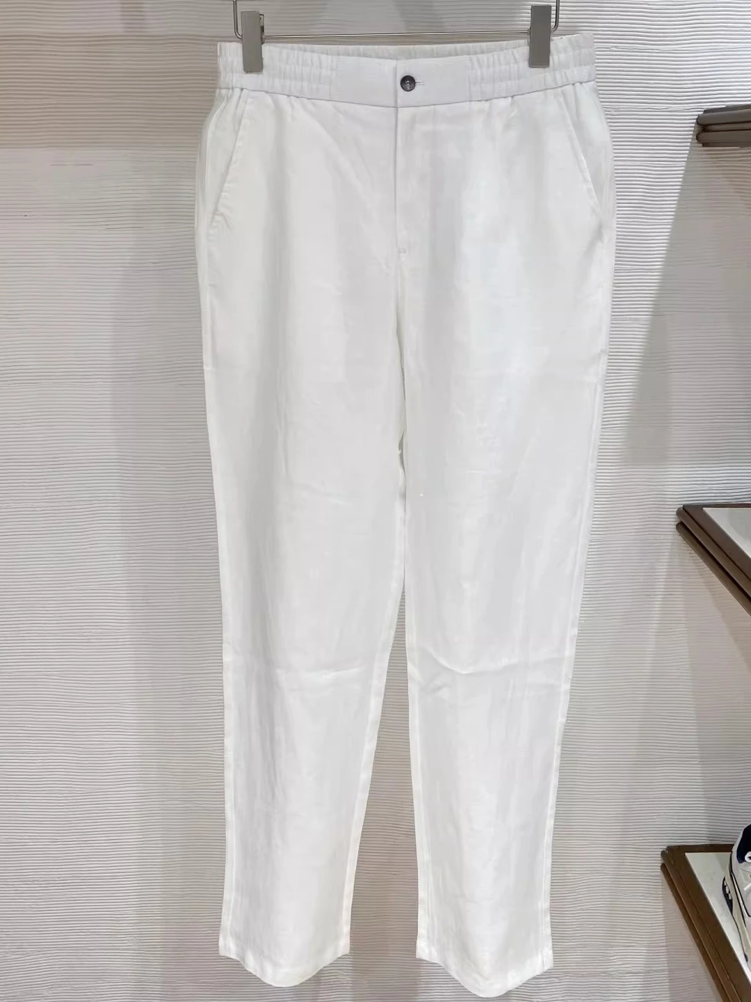 

Итальянские мужские однотонные повседневные льняные брюки прямого кроя на шнурке