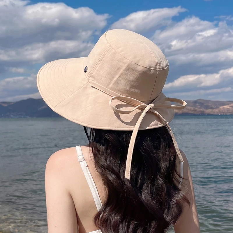 Summer large brimmed sun hat for women, outdoor travel, sun protection, fashionable and versatile fisherman hat