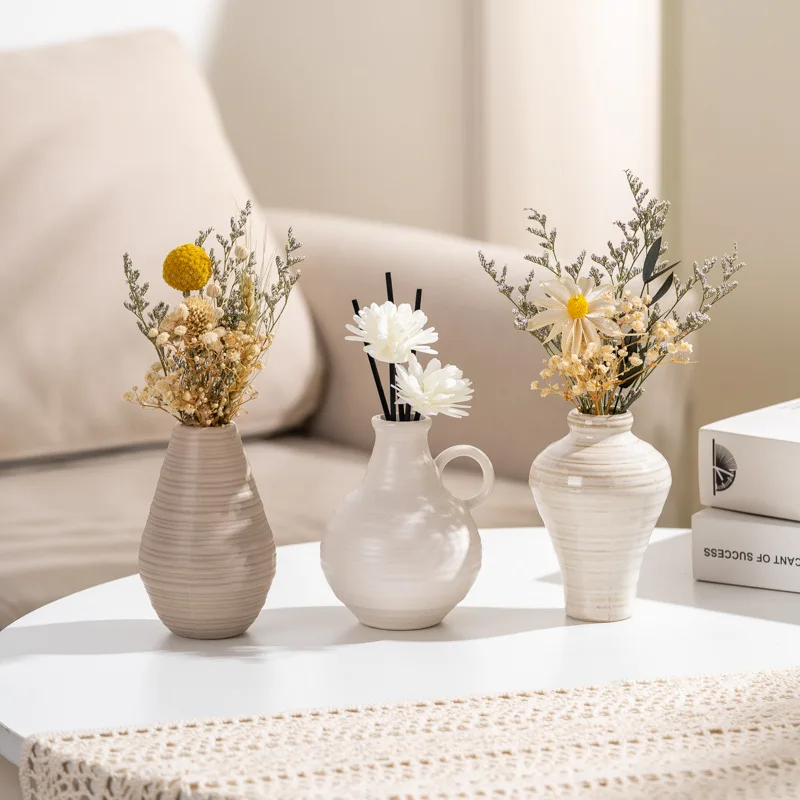 2026 New Nordic Sophisticated Minimalist Vase Ceramic Small Vases For The Living-Room Modern Home Dining Table Centerpiece