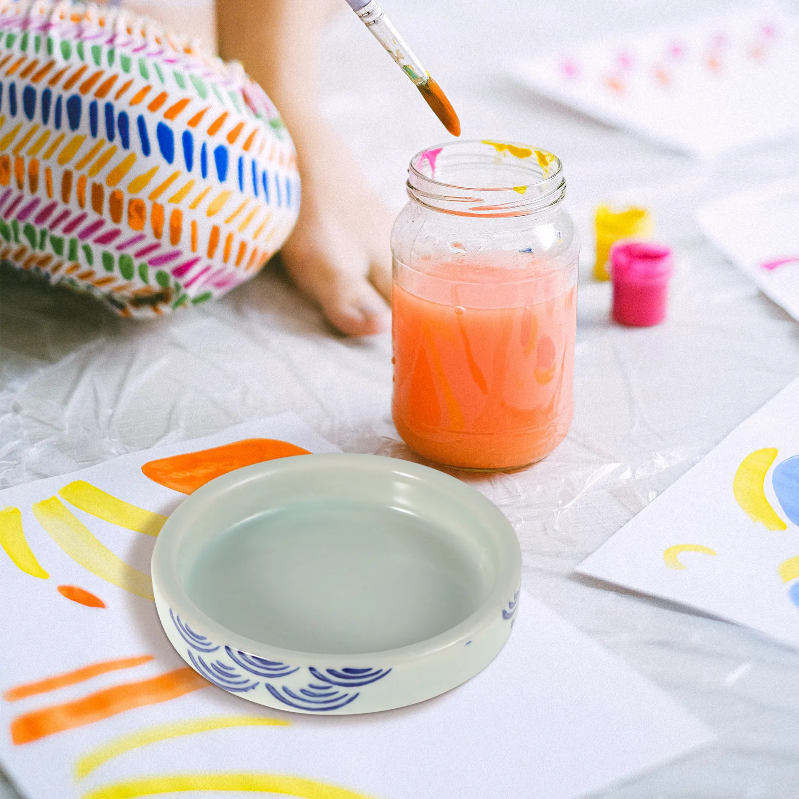ceramic-paint-palette-5-layer-stackable-ink-dish-lid-included-artist-watercolor-mixing-tray-chinese-calligraphy-pigment